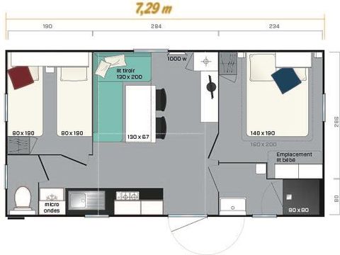 MOBILHOME 6 personnes - Mobilhome  Super Mercure 2 chambres