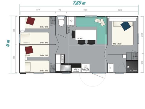 MOBILHOME 6 personnes - Mobilhome Titania 3 chambres