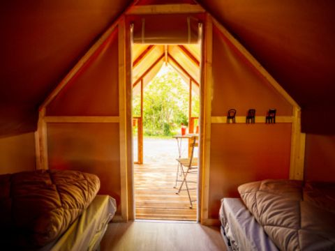 Tente en toile et en bois 2 personnes - Cyclo Tente Lodge, sans sanitaires, sans cuisine