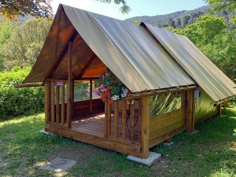 Tente en toile et en bois 2 personnes - Cyclo Tente Lodge, sans sanitaires, sans cuisine