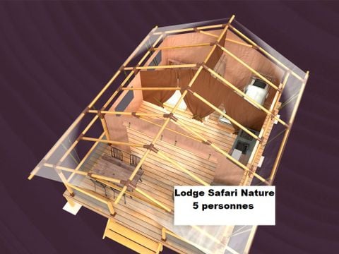 Tente en toile et en bois 5 personnes - Lodge Safari Nature (sans sanitaires)