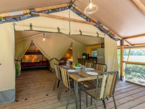 Tente en toile et en bois 5 personnes - Lodge Safari Nature (sans sanitaires)
