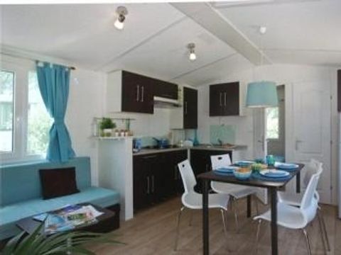MOBILHOME 6 personnes - Mobil-home Orchidée Grand Confort 35m² - 2 chambres + terrasse couverte + CLIM + TV + LV 1/6 pers