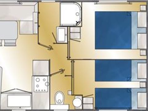 Mobilhome 2/4 personnes - Louisiane Confort 26 m² - 2 chambres - Terrasse couverte - TV