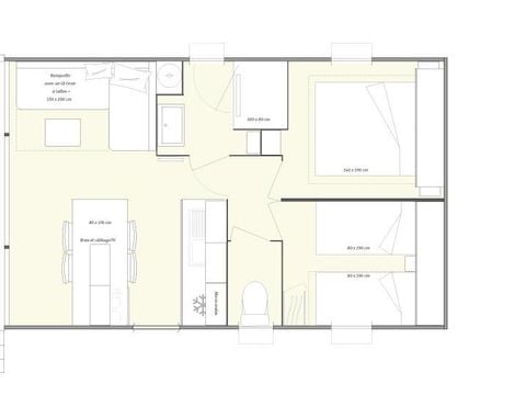 MOBILHOME 6 personnes - Mobil-home O'hara Confort 25 m² - 2 chambres + Terrasse couverte + TV 4/6 pers