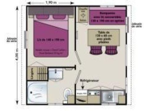 Mobilhome 2/3 personnes - Astria Standard 16 m² - 1 chambre - Terrasse couverte - TV