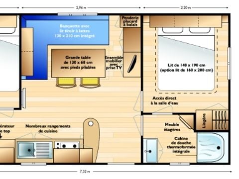 Mobilhome 4/6 personnes - Mercure Confort 28m² - 2 chambres - Terrasse couverte