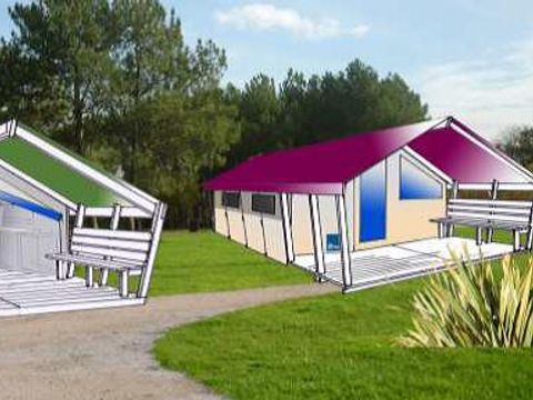 TENTE TOILE ET BOIS 5 personnes - Freeflower Standard 30m² - 2 chambres (sans sanitaires) 2/5 pers