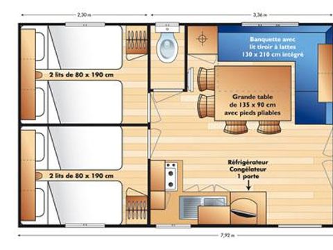 MOBILHOME 8 personnes - Titania Confort 32m² (3 chambres) avec terrasse couverte