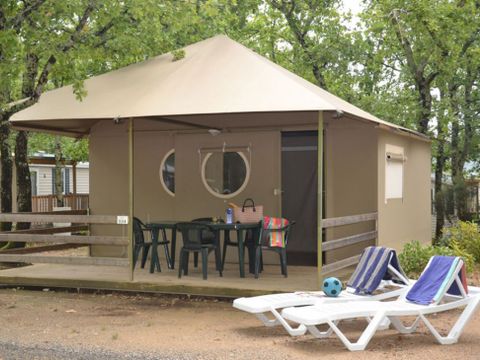 Tente en toile et en bois 4 personnes - Tente lodge 4 pers. 2 ch.