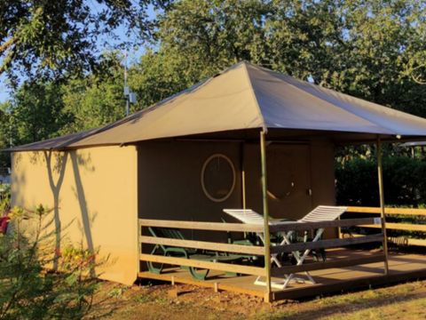 Tente en toile et en bois 4 personnes - Tente lodge 4 pers. 2 ch.