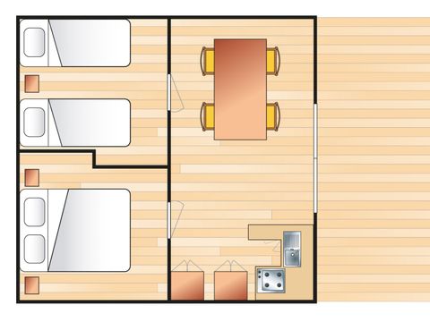 Tente en toile et en bois 4 personnes - Tente lodge 4 pers. 2 ch.