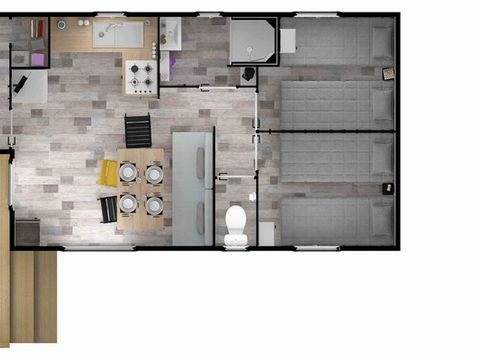 MOBILHOME 7 personnes - Mobil-home Family 32m² Premium (3ch - 7pers.) + Clim + LV + Terrasse couverte