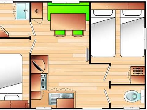 MOBILHOME 4 personnes - Mobil home LE SUPER VENUS - non climatisé - 2 chambres - D