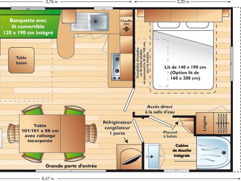 MOBILHOME 6 personnes - MOBIL-HOME 3 chambres avec CLIM en DIMANCHE (Juillet/Août)