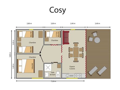 TENTE TOILE ET BOIS 6 personnes - Cabane Hivernet Premium 3 ch avec sanitaires