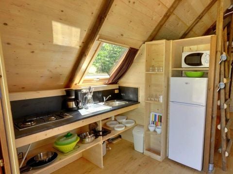 TENTE TOILE ET BOIS 5 personnes - Cabane Lauzerot Premium avec sanitaires