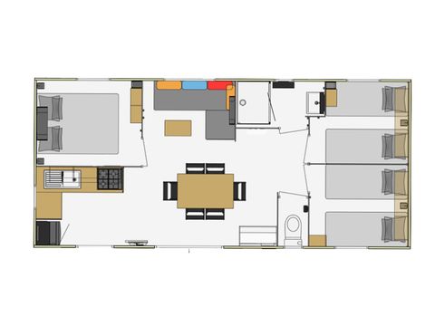 MOBILHOME 6 personnes - Cottage Premium Chanterelle Trio 3 ch. Forêt - TV  - Lave vaisselle - Wifi