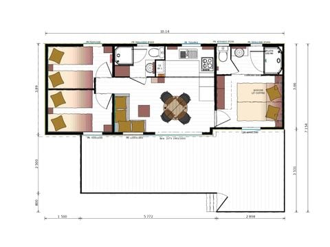 MOBILHOME 6 personnes - MOBILE-HOME "VILLA" 3 chb. 6 pl. 2 SDE