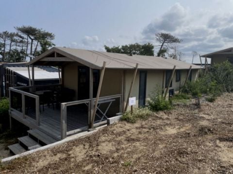 TENTE TOILE ET BOIS 5 personnes - TENTE LODGE "DUNE" (ext. toile) 2 chb. 4/5 pl.