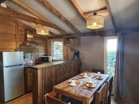 Tente en toile et en bois 5 personnes - TENTE LODGE "DUNE" (ext. toile) 2 chb. 4/5 pl.