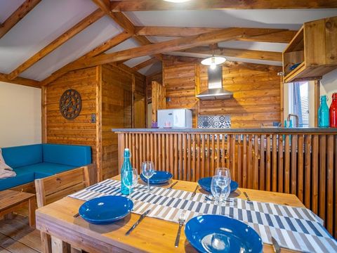Tente en toile et en bois 5 personnes - TENTE LODGE "DUNE" (ext. toile) 2 chb. 4/5 pl.