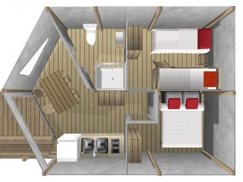 TENTE TOILE ET BOIS 5 personnes - Tente Lodge Confort (avec sanitaires)