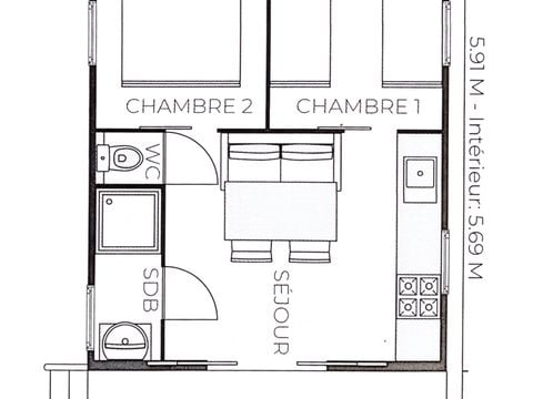 LODGE 7 personnes - LODGE CAPE TOWN 27m² (2 chambres)  Climatisation