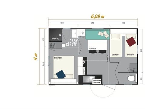 MOBILHOME 4 personnes - CONFORT  23m² - 2 chambres + terrasse couverte
