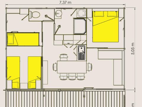CHALET 6 personnes - EDEN 54m² avec terrasse couverte - 3 chambres