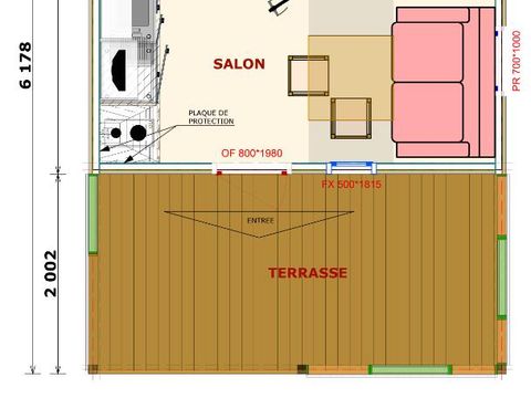 CHALET 2 personnes - Cajou 24m² avec terrasse couverte - 1 chambre