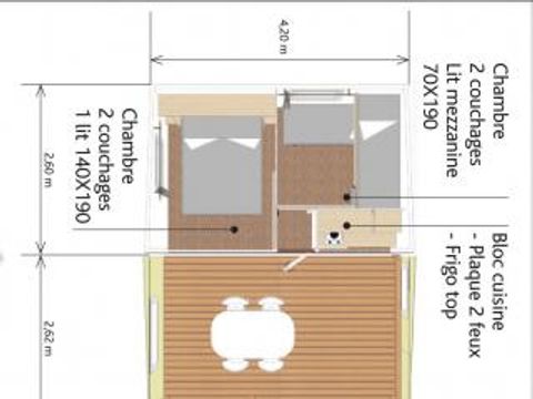 BUNGALOW TOILÉ 4 personnes - TITHOME 21m² / 2 chambres (sans sanitaires)