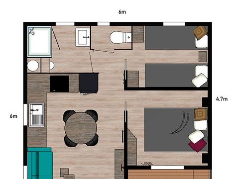 CHALET 4 personnes - Chalet Mimosa SPA - 47 m² avec terrasse couverte - 2 chambres