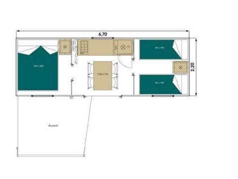 Tente en toile et en bois 4 personnes - NOMADE LODGE sans sanitaires