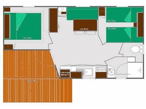 MOBILHOME 4 personnes - O'hara CLASSIC - 2 chambres - 22,50 m2 (+Terrasse semi couverte 8 m2) 4 personnes