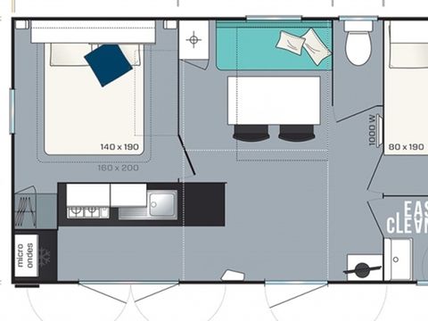 Mobilhome 4 personnes - RIVIERA - 2 Premium - 26 m² - 2 chambres