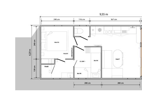 Mobilhome 4 personnes - Living Premium 28m² - 2 chambres