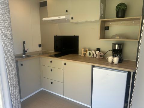 Mobilhome 2 personnes - Confort Cahita 17,8m² - 1chambre - Terrasse couverte 13,5m²