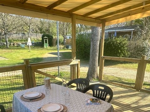 Mobilhome 2 personnes - Confort Cahita 17,8m² - 1chambre - Terrasse couverte 13,5m²