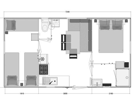MOBILHOME 5 personnes - NOUVEAUTE 2023 : VENEZIA + CLIM, LAVE-VAISSELLE. 200M LA PARCELLE