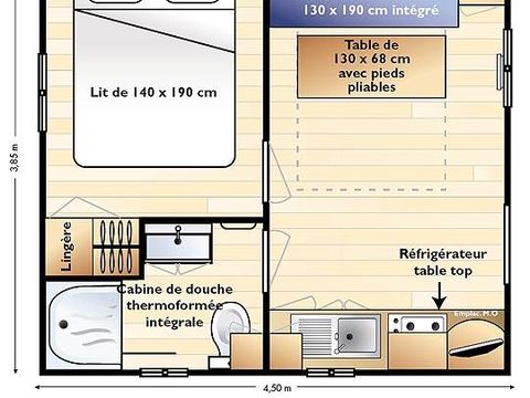 MOBILHOME 2 personnes - ASTRIA - modèle 2014 - 1 chambre