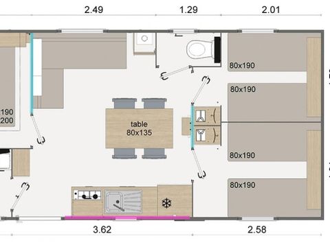 MOBILHOME 6 personnes - Confort 3 Chambres