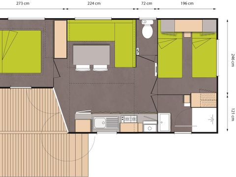 MOBILHOME 4 personnes - Confort 30-33m² (2 chambres - 1 salle de bain) TV
