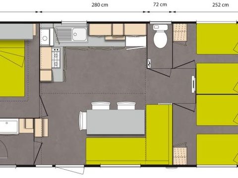 MOBILHOME 6 personnes - Confort 33-35m² (3 chambres- 1 salle de bain) TV