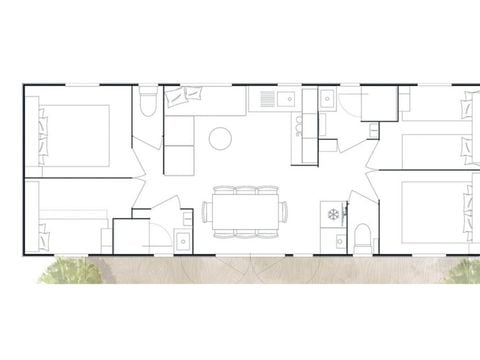 MOBILHOME 8 personnes - Mobil-home Confort+ 8 personnes 4 chambres 2sdb