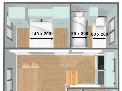 CHALET 5 personnes - Chalet Confort Acacia 2 chambres TV proche piscine