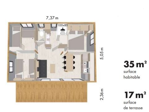 CHALET 6 personnes - PRIVILEGE Marsanne 2025 - 3 ch - TV - 35m2, terrasse couverte de 17m2