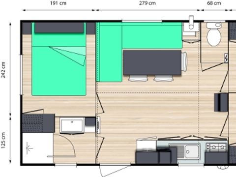 MOBILHOME 6 personnes - Mobil-home Confort 29m² 3 chambres + terrasse couverte - sans tv - sans clim 6 pers