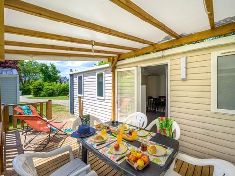 MOBILHOME 6 personnes - Mobil-home Confort 29m² 3 chambres + terrasse couverte + climatisation + TV 6 pers