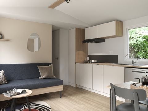 MOBILHOME 4 personnes - COTTAGE Premium 2 ch 2 salles de bain  35 m2 +TV + Lave-vaisselle + clim + plancha + terrasse XL